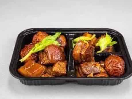 Red-braised pork belly in savory soy glaze